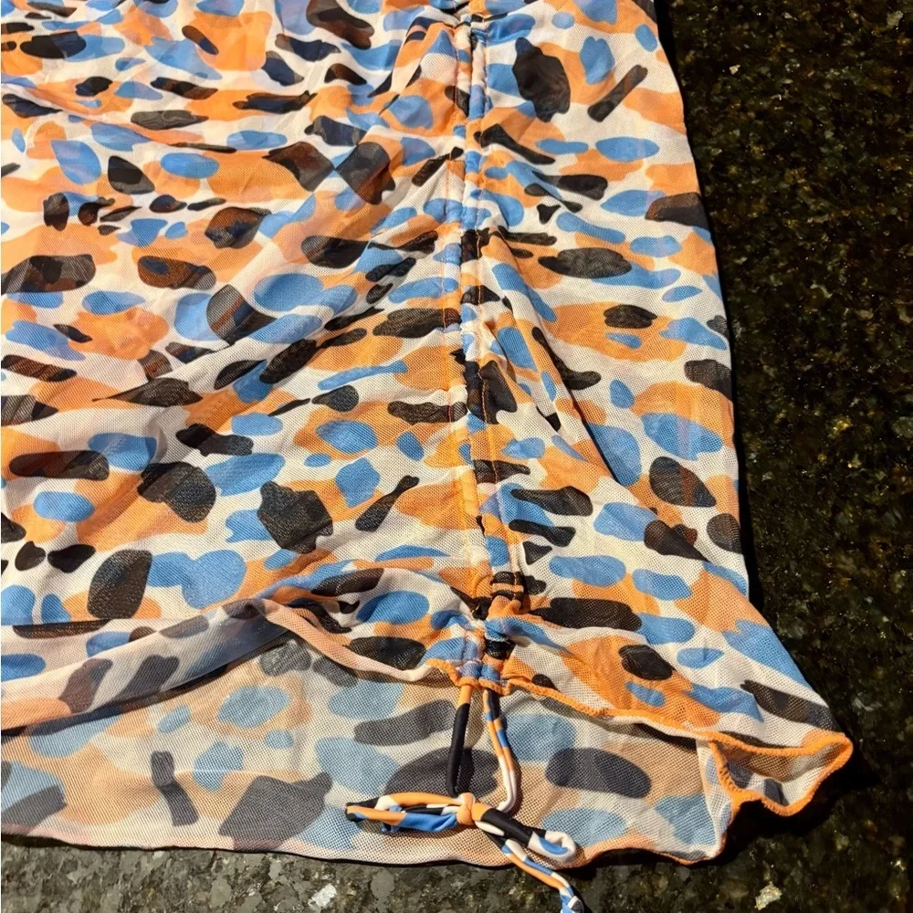 ⛱️Mesh Overlay Built-in Brief Swim Skirt Abstract Print in Size 3X/4X⛱️